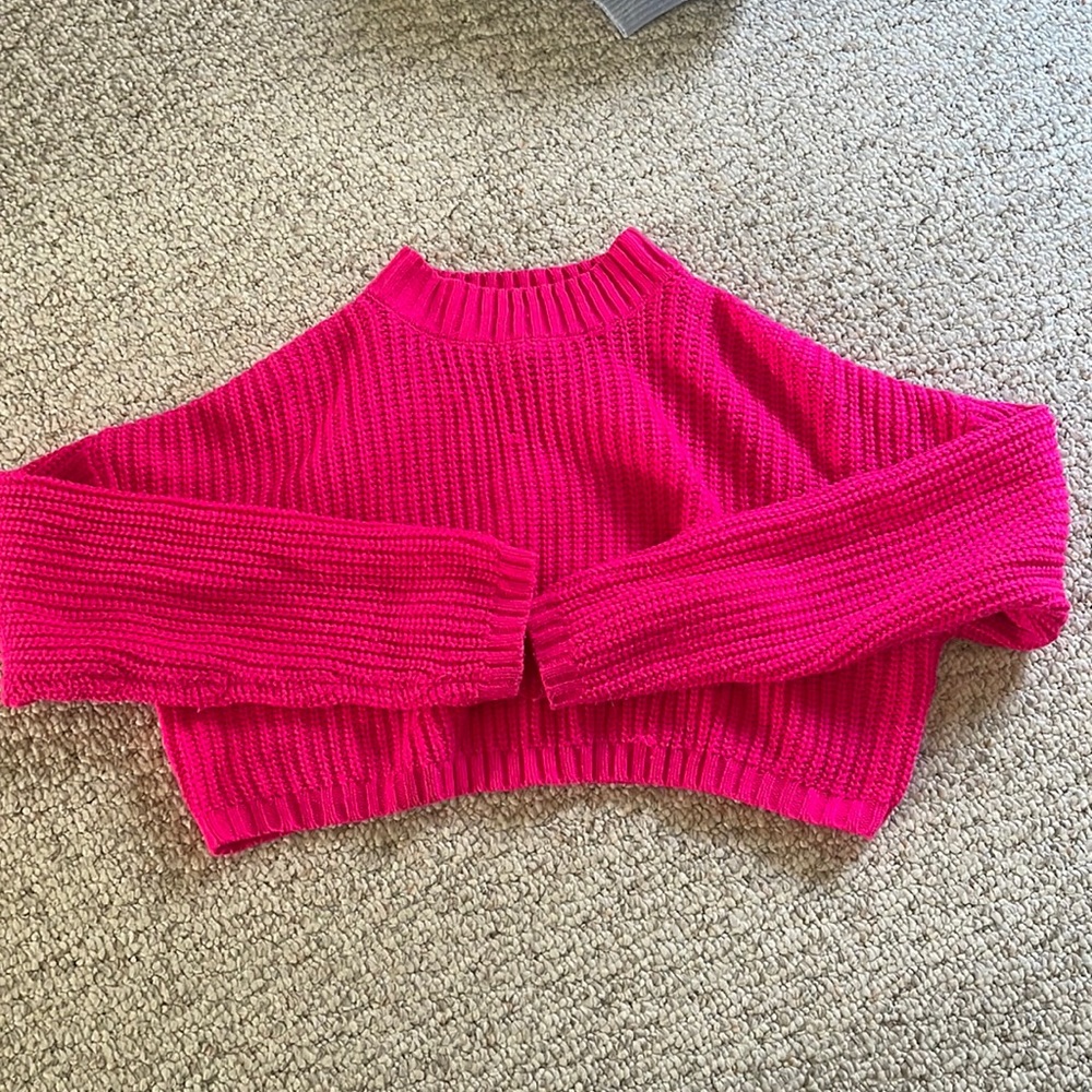 Hot pink cropped sweater